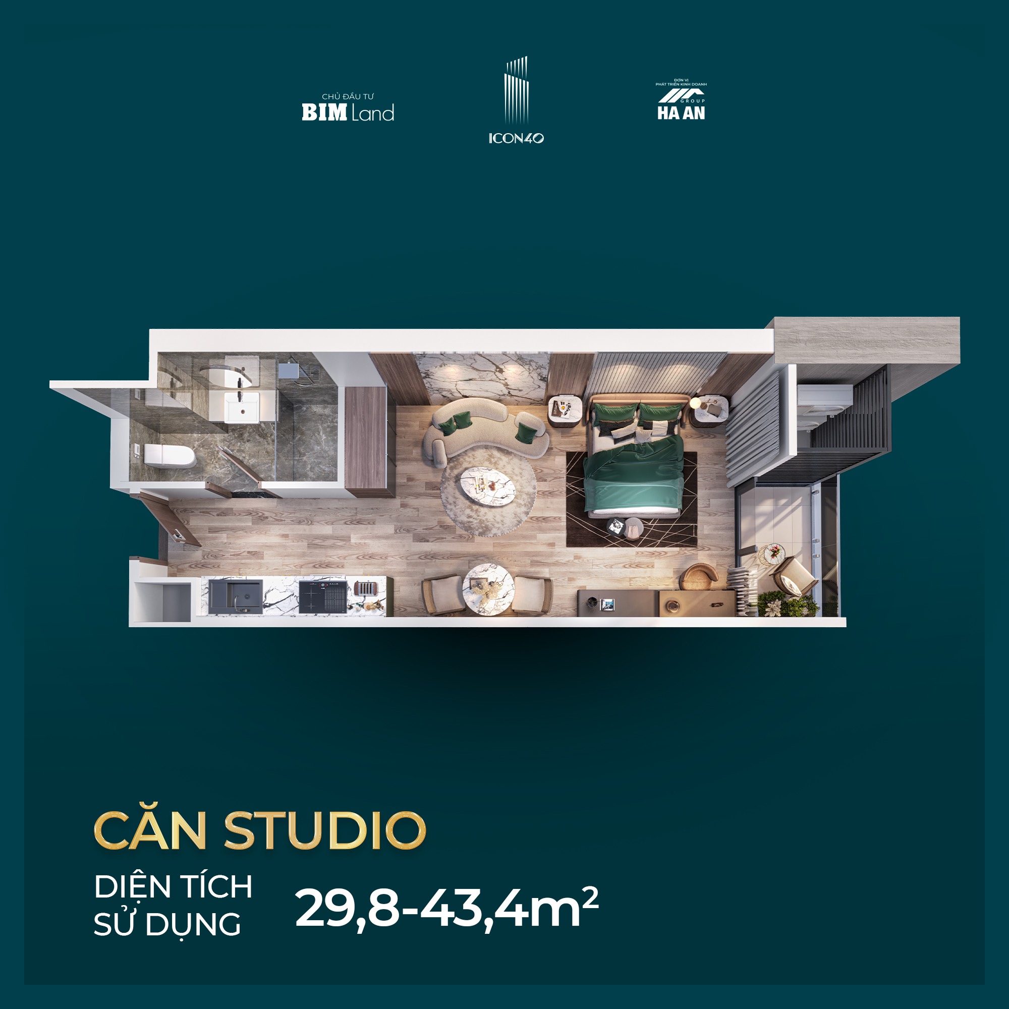 căn hộ studio chung cư icon 40 hạ long