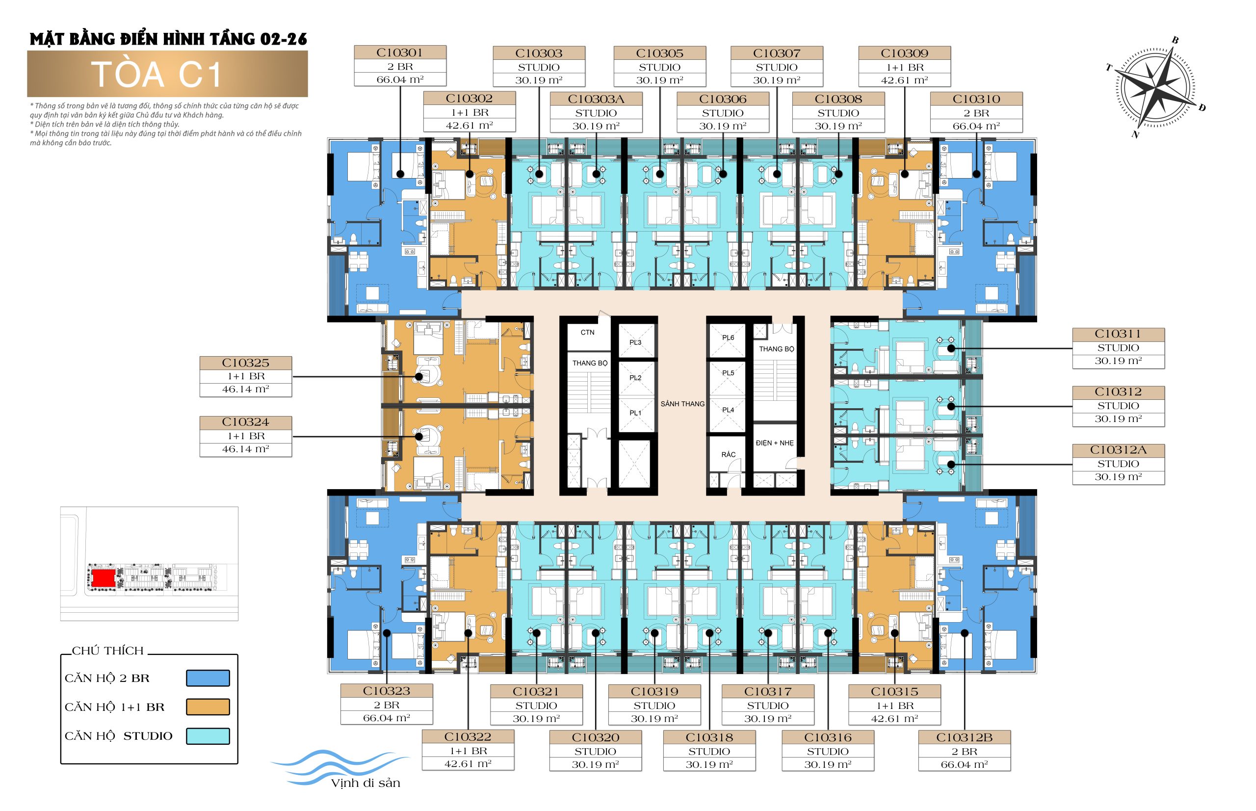 mặt bằng tòa C1 Sun